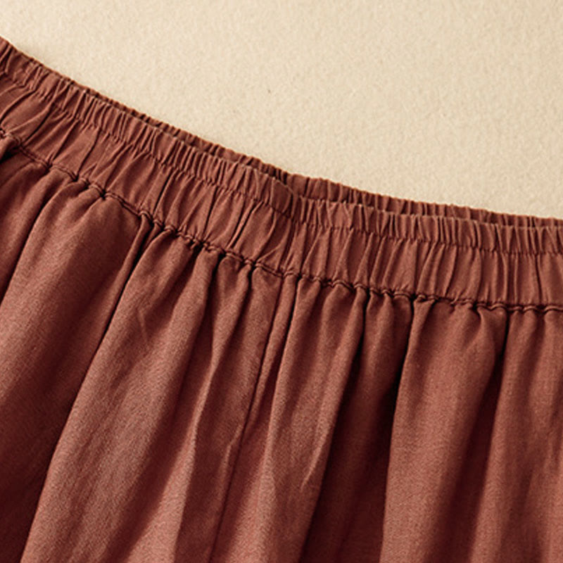 Buddha Stones Casual Plain Cropped Pants Women's Linen Harem Pants With Pockets - image 16