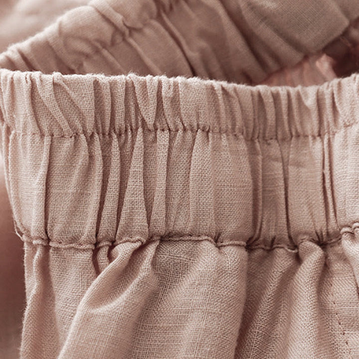 Buddha Stones Casual Plain Cropped Pants Women's Linen Harem Pants With Pockets - image 24
