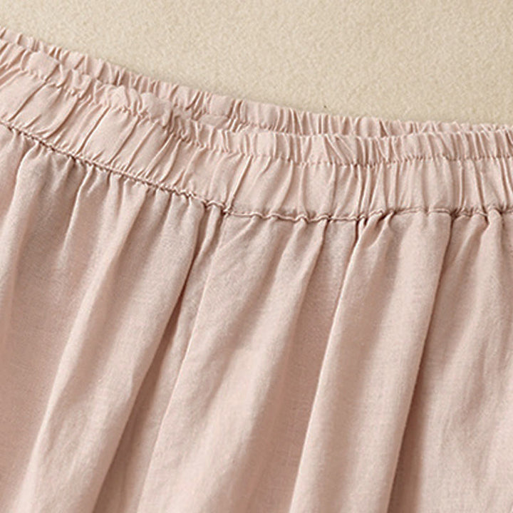 Buddha Stones Casual Plain Cropped Pants Women's Linen Harem Pants With Pockets - image 21