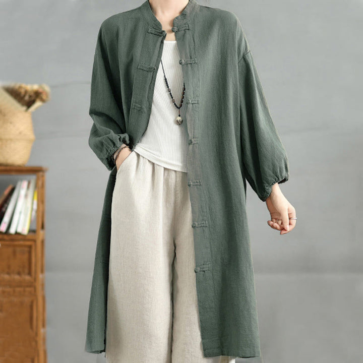 Buddha Stones Casual Frog-button Women's  Coat With Pockets - image 10