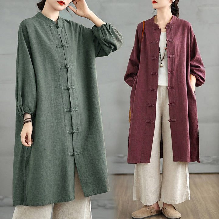Buddha Stones Casual Frog-button Women's  Coat With Pockets - image 11