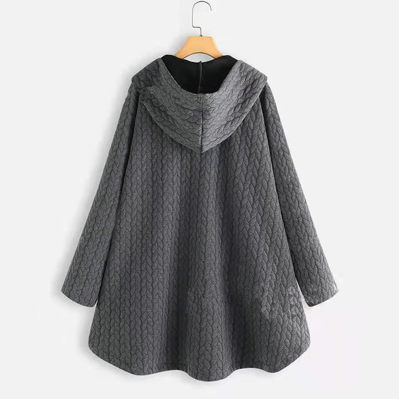Buddha Stones Fall Wheat Ear Pattern Mid-length Design Women's Long Sleeve Hooded Coat With Pockets - image 1