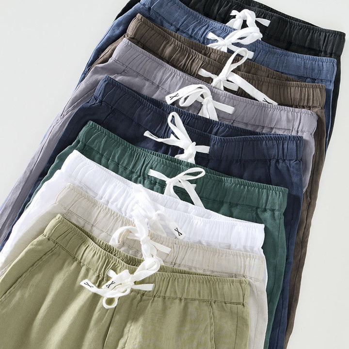 Buddha Stones Fall Solid Drawstring Elastic Waist Men's Linen Ankle-Length Pants With Pockets - image 32