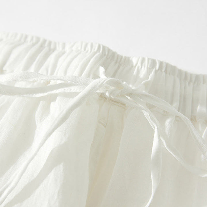 Buddha Stones Embroidery Hollow Design A-line Drawstring High Waist Women's Skirt With Pockets - image 10