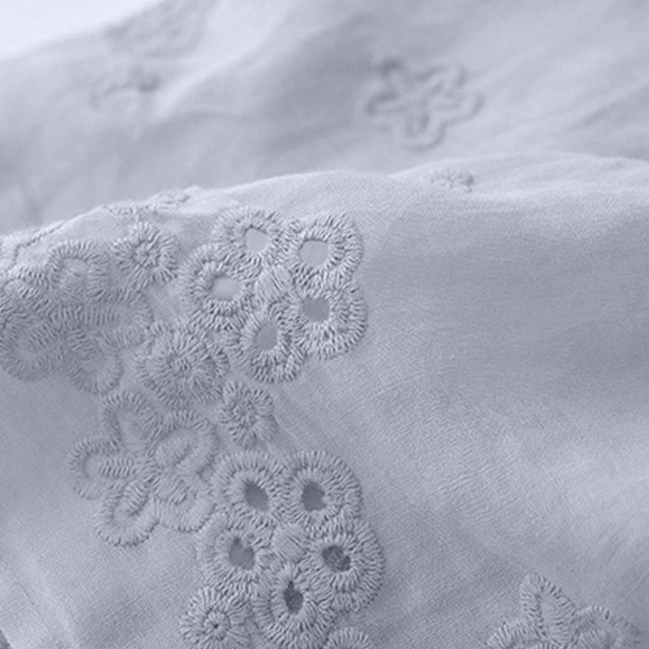 Buddha Stones Embroidery Hollow Design A-line Drawstring High Waist Women's Skirt With Pockets - image 5