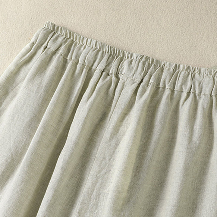 Buddha Stones Summer Casual Drawstring Solid Linen Ankle Pants Women's Wide Leg Pants With Pocket - image 10