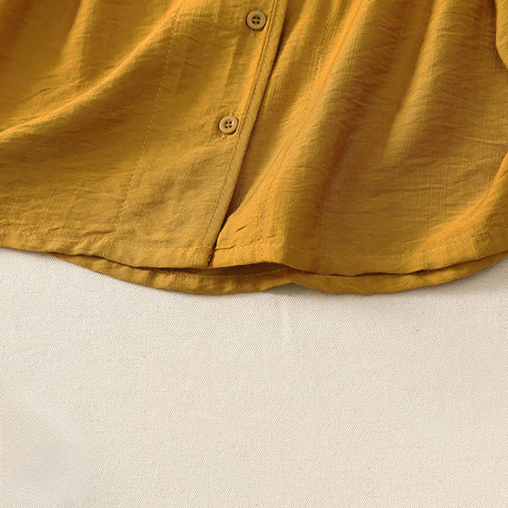 Buddha Stones Summer Casual Minimalist Button-Up Solid Women's Long Sleeve Shirts - image 6