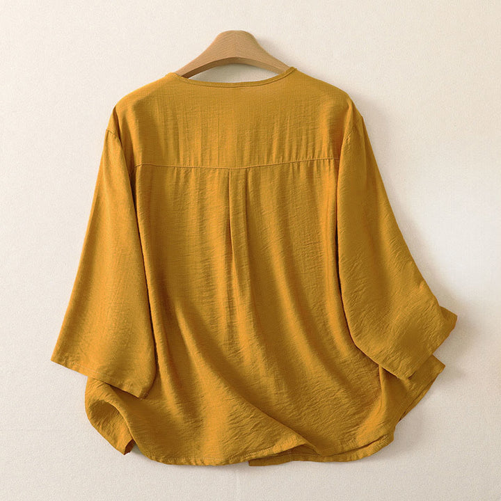 Buddha Stones Summer Casual Minimalist Button-Up Solid Women's Long Sleeve Shirts - image 1