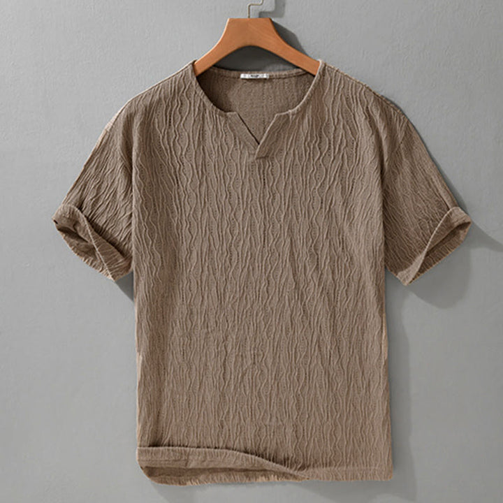 Buddha Stones Summer Casual Minimalist Solid V-Neck Men's Short Sleeve T-Shirts - image 6