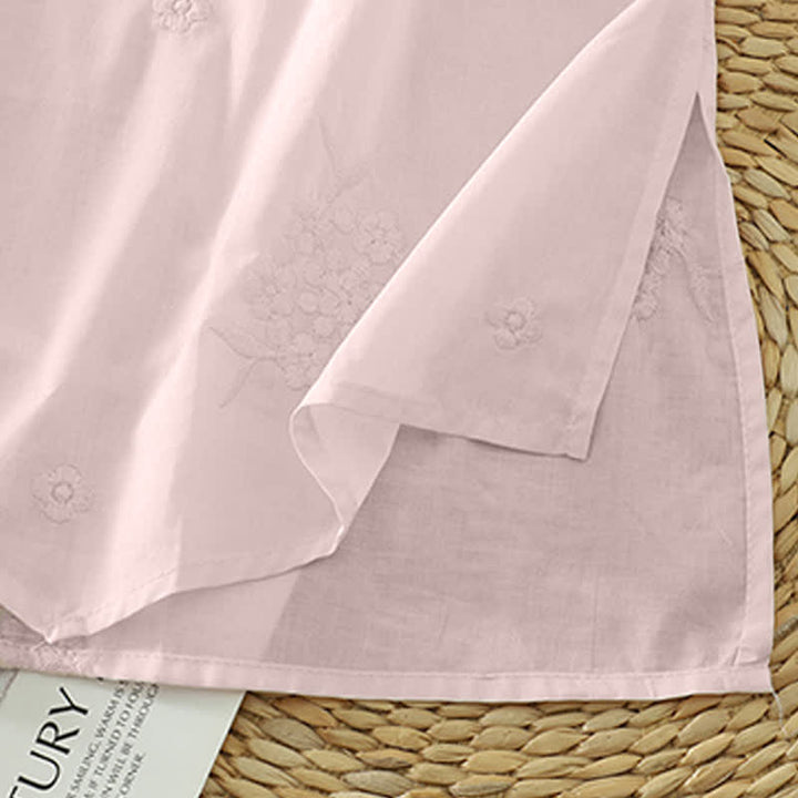 Buddha Stones Summer Casual Embroidery Floral Crew Neck Women's Three-Quarter Sleeve Dress With Pockets - image 14