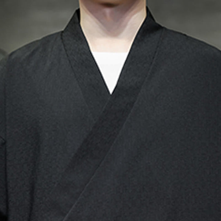 Buddha Stones Summer Tang Style Minimalist Drawstring Bamboo Solid Three-Quarter Sleeve Men's Kimono - image 18