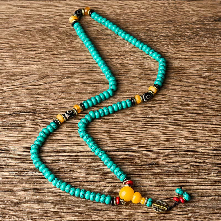 Buddha Stones Turquoise Abacus Beads Dzi Bead Communication and Prosperity Mala - image 3