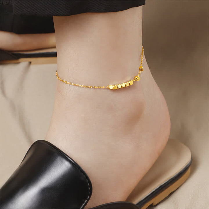 Buddha Stones Titanium Steel Minimalist Geometric Cubes Strengthen Anklet - image 2