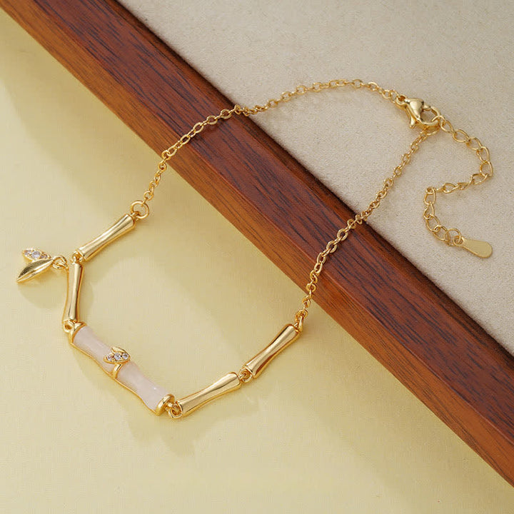 Buddha Stones Copper Bamboo Leaves Wealth Chain Anklet - image 3