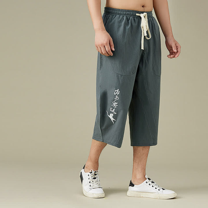 Buddha Stones Casual Solid Color Leisure Cotton Men's Tapered Pants With Pockets - image 4