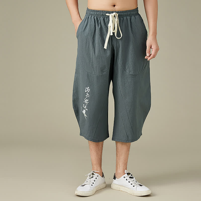 Buddha Stones Casual Solid Color Leisure Cotton Men's Tapered Pants With Pockets - Gray - US/UK/AU54，EU64 (9XL) - image 3