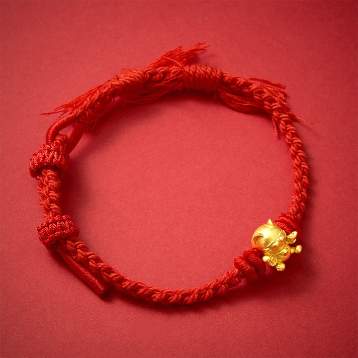 Buddha Stones Copper Lucky Cat Charm Red String Wealth Bracelet - image 9