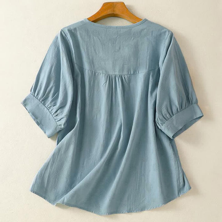 Buddha Stones Plain Crew Neck Design Women's Loose Short Sleeves T-Shirt - image 1