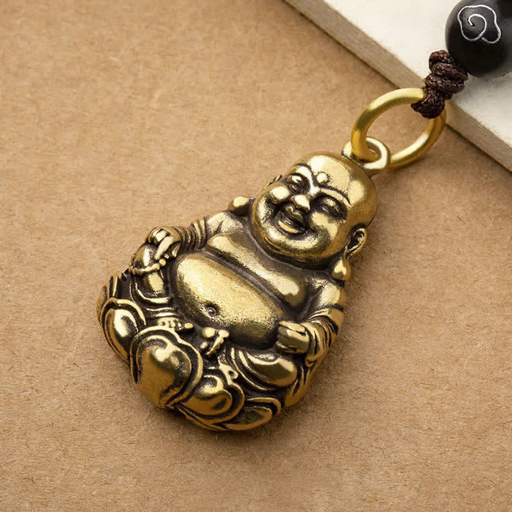 Buddha Stones Brass Laughing Buddha Grounding Luck Braided Keychains - image 3