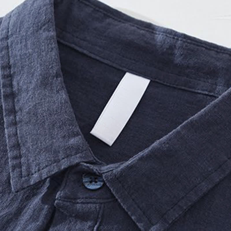 Buddha Stones Summer Casual Minimalist Solid Men's Long Sleeve Shirts With Patch Pocket - image 1
