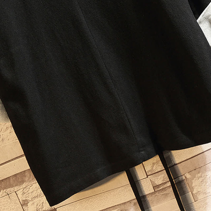 Buddha Stones Spring Summer Casual Minimalist Solid Three-Quarter Sleeve Men's Kimono With Pockets - image 10