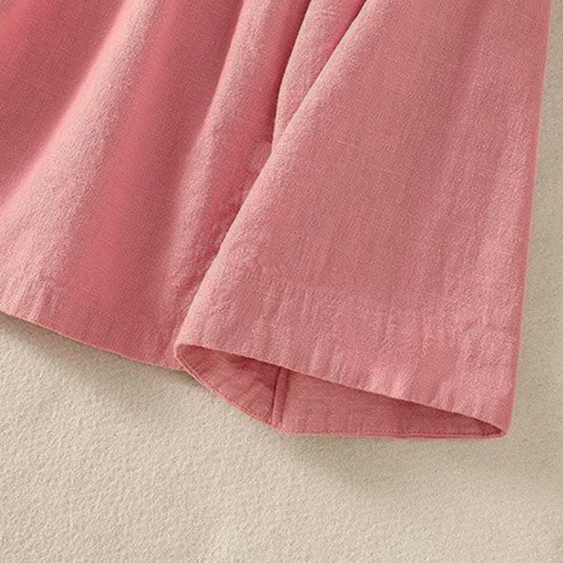 Buddha Stones Spring Summer Casual Tang Style V-Neck Drawstring Solid Women's Long Sleeve Shirts - image 12