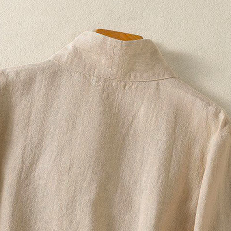 Buddha Stones Spring Summer Casual Tang Style V-Neck Drawstring Solid Women's Long Sleeve Shirts - image 17