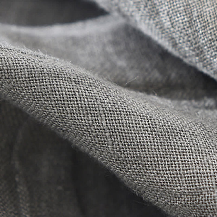 Buddha Stones Spring Casual Button-Up Solid Linen Men's Long Sleeve Shirts - image 13