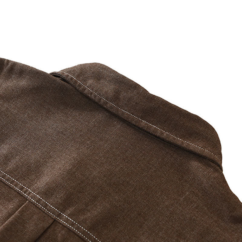 Buddha Stones Fall Casual Solid Men's Long Sleeve Shirts With Patch Pocket - image 5