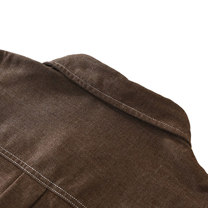 Buddha Stones Fall Casual Solid Men's Long Sleeve Shirts With Patch Pocket - image 5