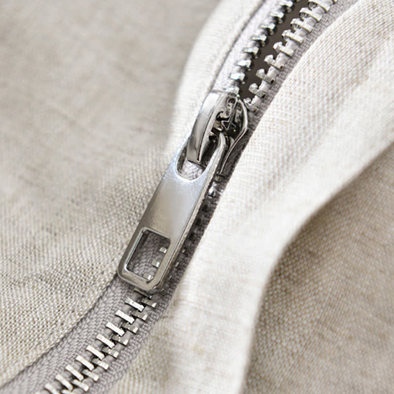 Buddha Stones Spring Summer Casual Minimalist Mandarin Collar Zipper Design Solid Men's Jacket With Pockets - image 6