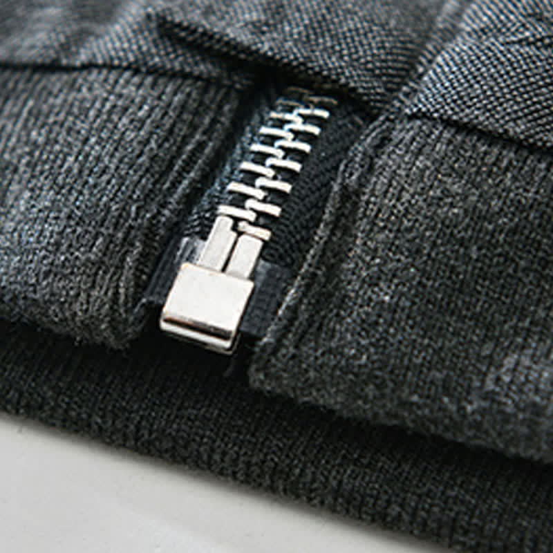 Buddha Stones Spring Summer Casual Minimalist Mandarin Collar Zipper Design Solid Men's Jacket With Pockets - image 15