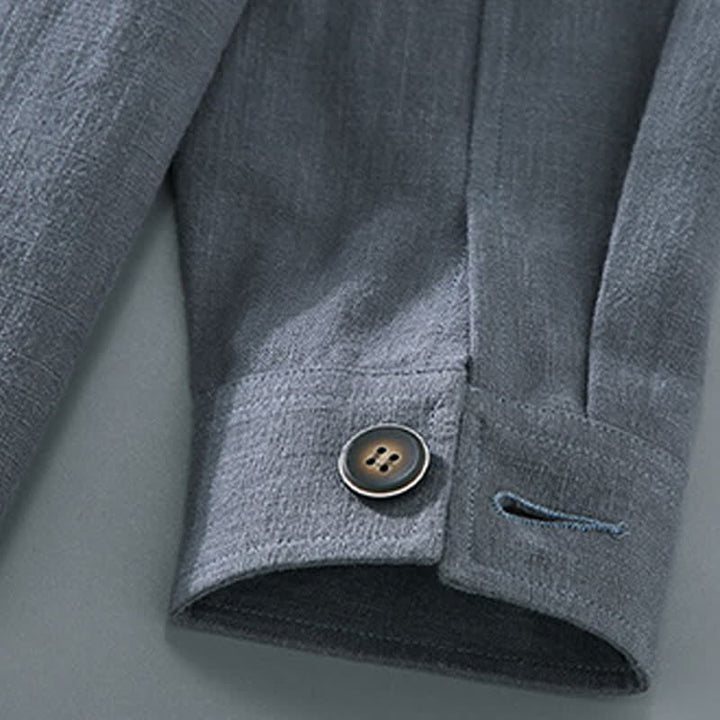 Buddha Stones Fall Casual Minimalist Solid Buttons Ramie Men's Jacket With Pockets - image 10