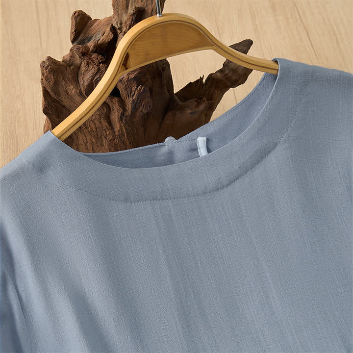Buddha Stones Summer Casual Minimalist Crew Neck Solid Cropped Women's Short  Sleeve T-Shirts - image 16