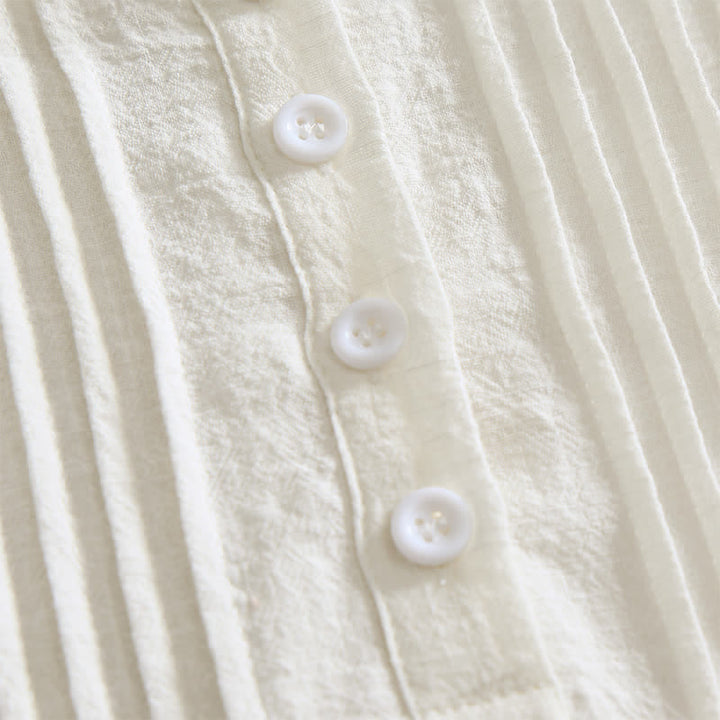 Buddha Stones Summer Casual Minimalist Button-Up Solid Cotton Women's Short Sleeve Shirts - image 28