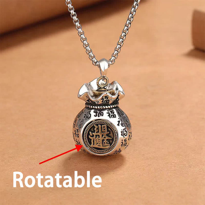 Buddha Stones Copper Fu Character Fortune Bag Grounding Pendant Necklace - Fu Character(Happiness ♥ Blessing) - image 0