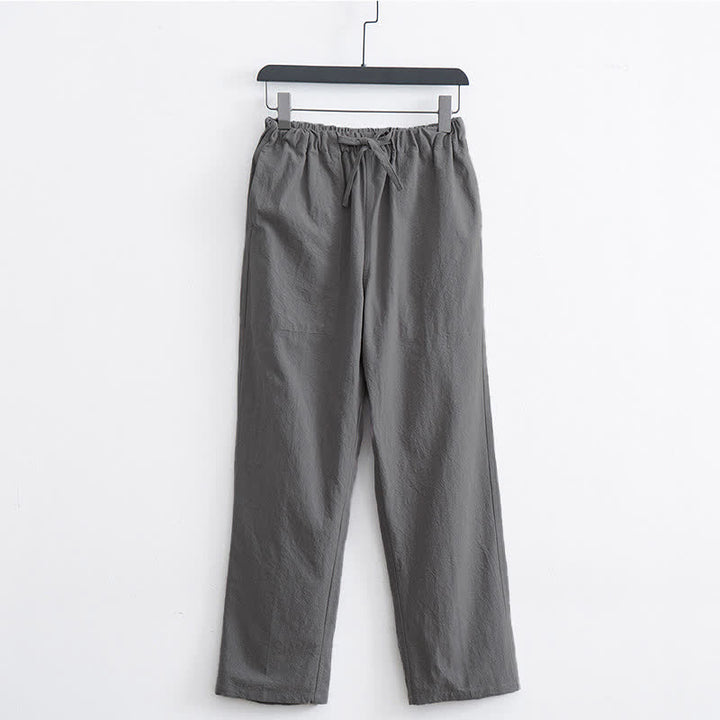 Buddha Stones Men's Solid Color Cotton Casual Drawstring Pants With Pockets - LightGrey - US/UK/AU44，EU54 (4XL)  - image 12