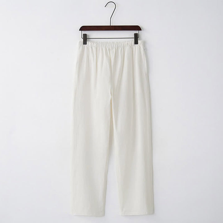 Buddha Stones Men's Solid Color Cotton Casual Drawstring Pants With Pockets - White - US/UK/AU44，EU54 (4XL)  - image 8