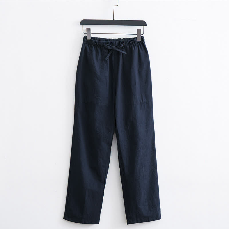Buddha Stones Men's Solid Color Cotton Casual Drawstring Pants With Pockets - MidnightBlue - US/UK/AU44，EU54 (4XL)  - image 11