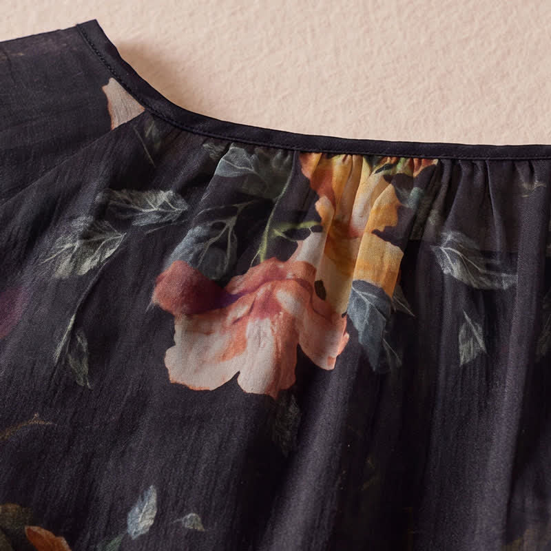 Buddha Stones Spring Summer Boho Drawstring Floral Women's Long Sleeve Shirts - image 8