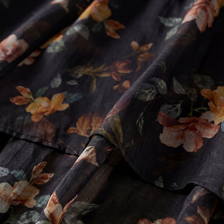 Buddha Stones Spring Summer Boho Drawstring Floral Women's Long Sleeve Shirts - image 10
