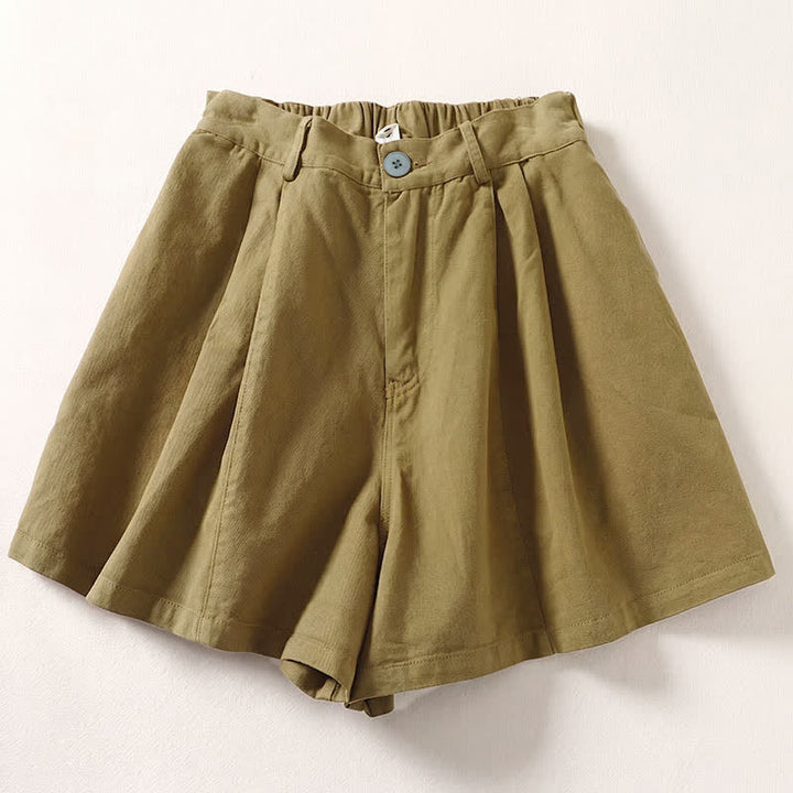 Buddha Stones Summer Casual Minimalist Button-Up Solid Women's Shorts With Pockets - Goldenrod - US8-10, UK/AU12-14, EU40-42 (2XL) - image 3