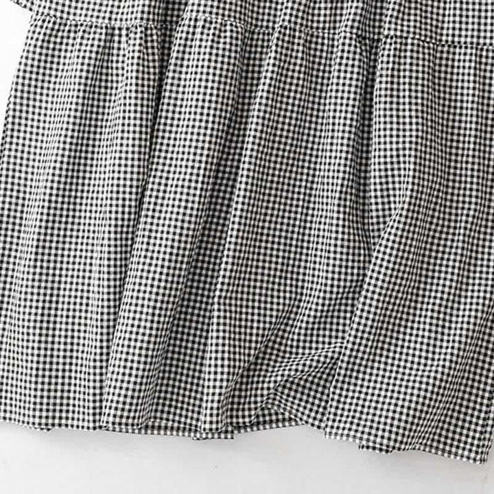 Buddha Stones Spring Fall Casual Vintage Tiered Plaid Women's Long Sleeve Dress With Pocket - image 8