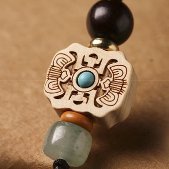 Buddha Stones Red Sandalwood Green Sandalwood Om Mani Padme Hum Blessing Chinese Coin Money Bag Design Serenity Keychains - image 15