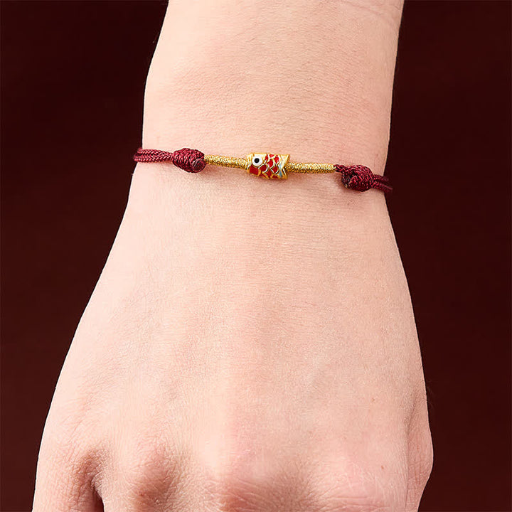 Buddha Stones Koi Fish Luck Hand-Woven Red String Bracelet - image 4