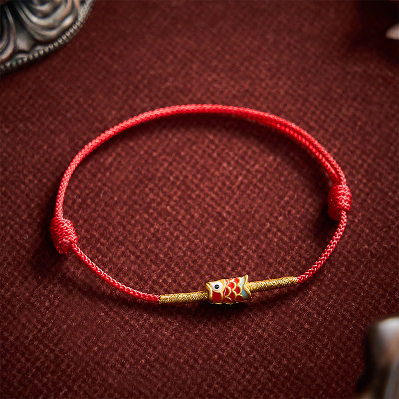 Buddha Stones Koi Fish Luck Hand-Woven Red String Bracelet - image 9