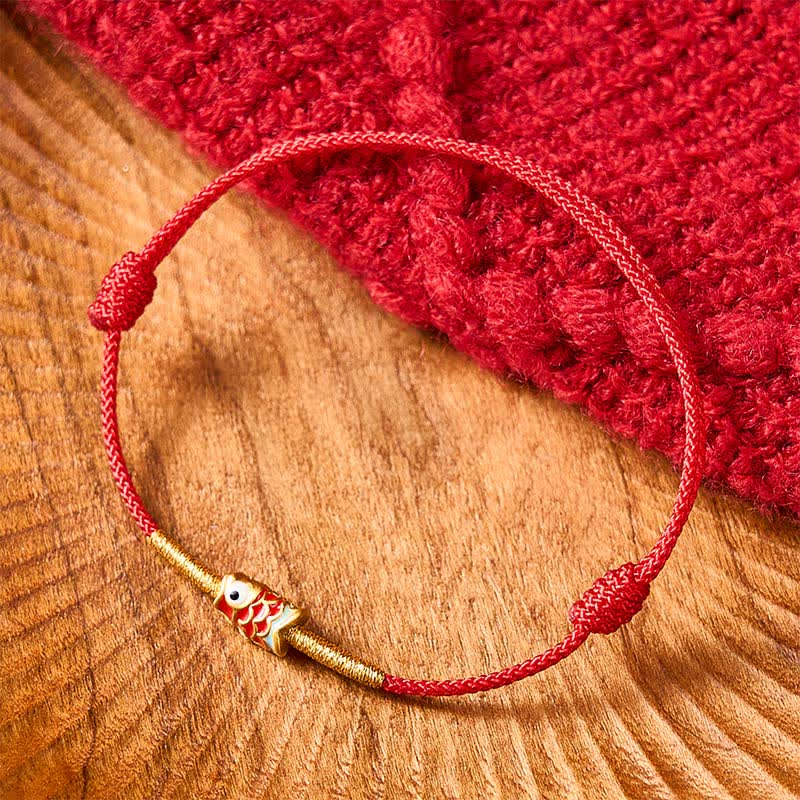 Buddha Stones Koi Fish Luck Hand-Woven Red String Bracelet - image 8