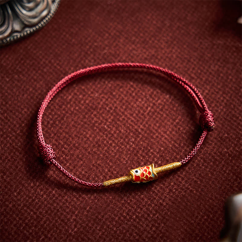 Buddha Stones Koi Fish Luck Hand-Woven Red String Bracelet - image 2