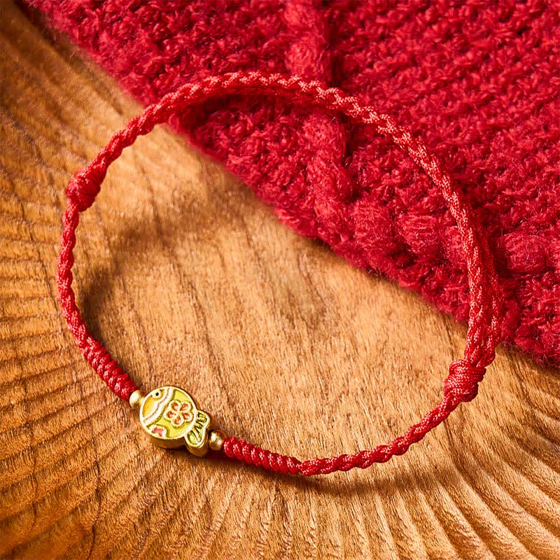 Buddha Stones Hand-Woven Flower Koi Fish Luck Red Rope Bracelet - image 3