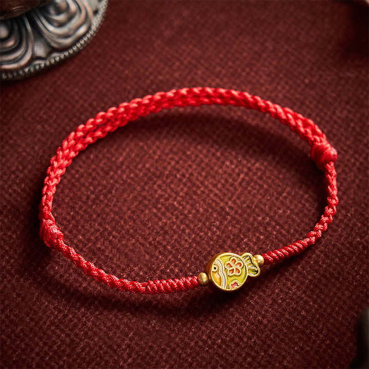 Buddha Stones Hand-Woven Flower Koi Fish Luck Red Rope Bracelet - image 1